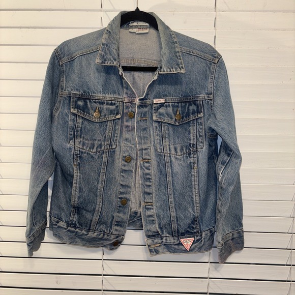 Guess Jackets & Blazers - Vintage Guess Denim Jean Jacket Georges Marciano Design USA Size L 80's Seephoto